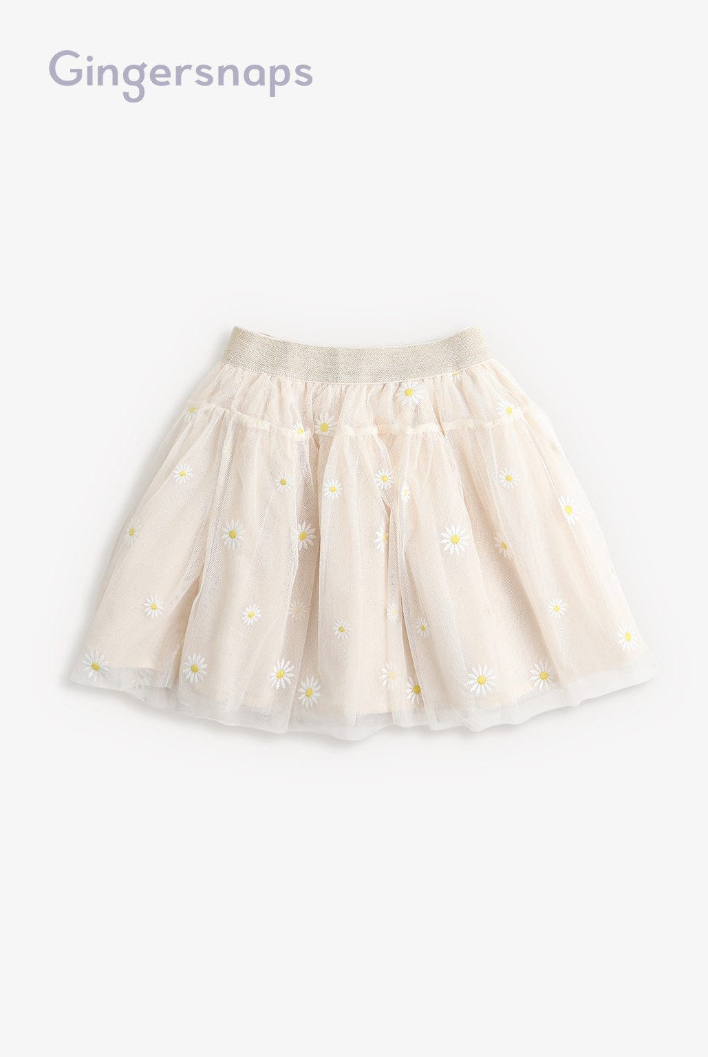 جينجرسنابس تنورة بناتي تل كلوش مزينة بالورد البيج