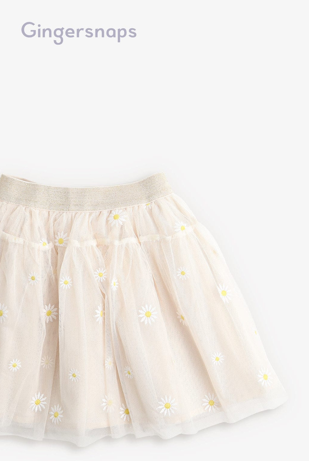 جينجرسنابس تنورة بناتي تل كلوش مزينة بالورد البيج