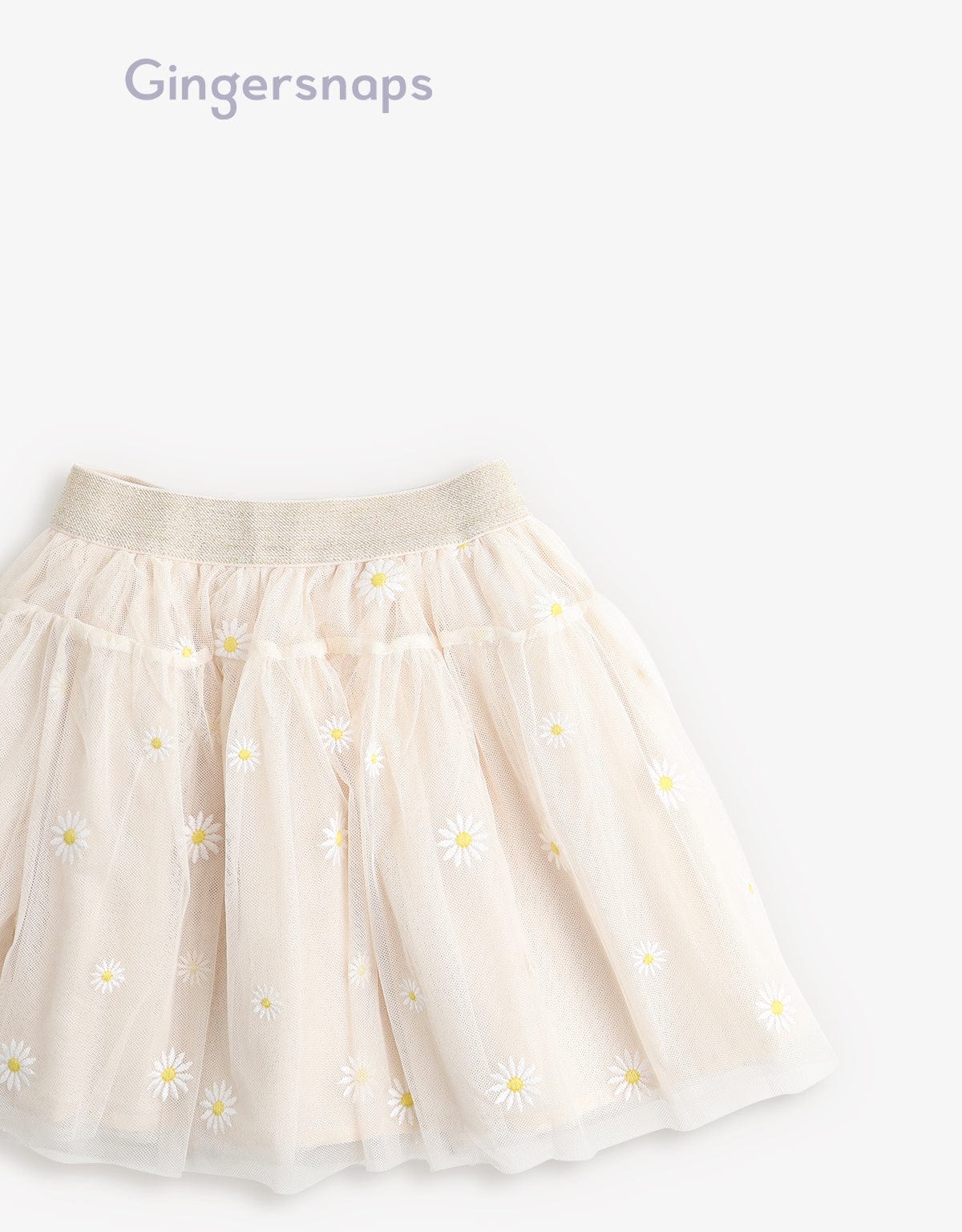 جينجرسنابس تنورة بناتي تل كلوش مزينة بالورد البيج