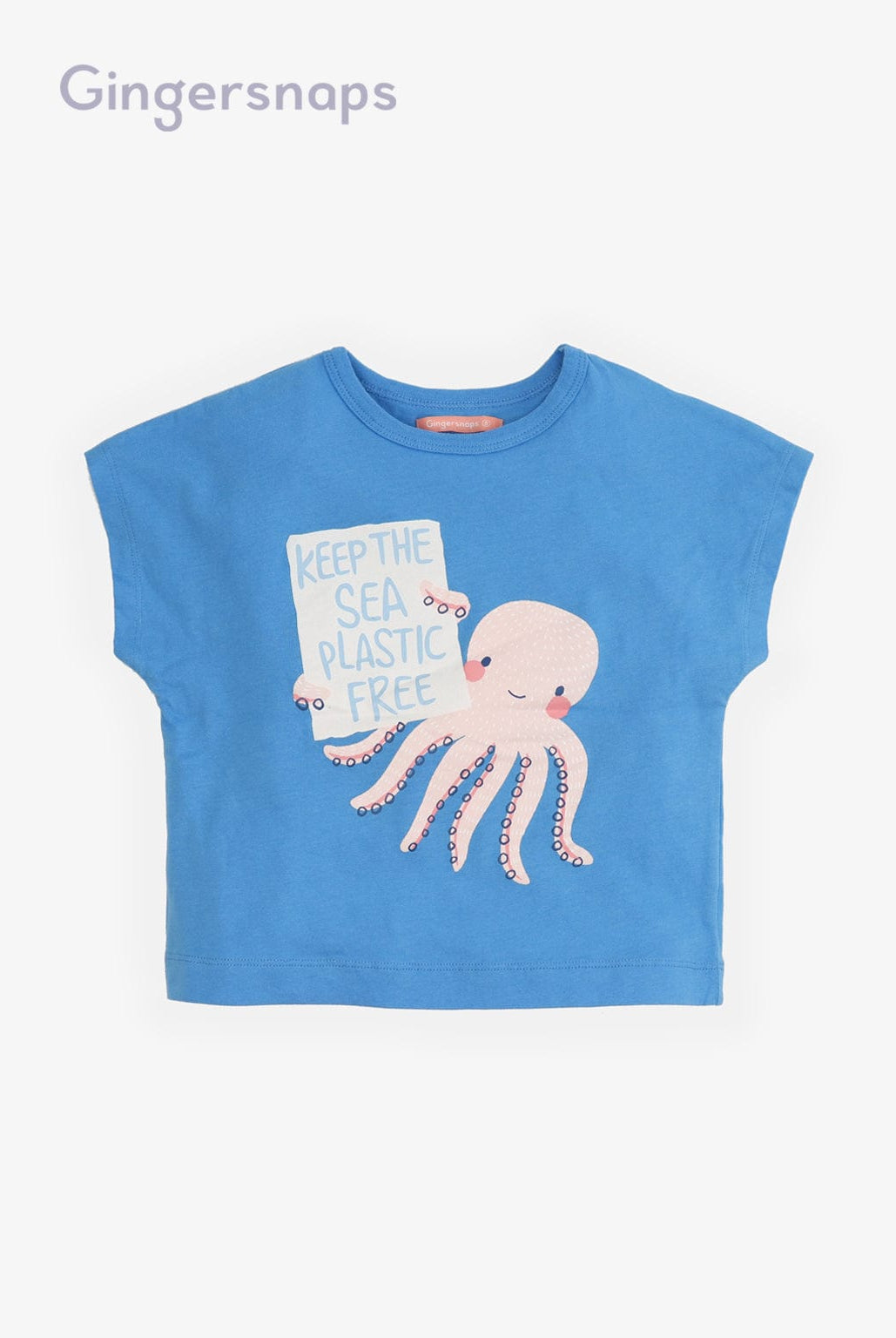 جينجرسنابس تيشيرت بنات بطبعة اخطابوت أزرق