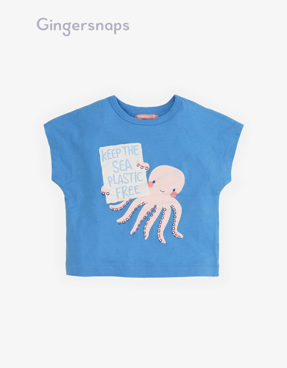 جينجرسنابس تيشيرت بنات بطبعة اخطابوت أزرق