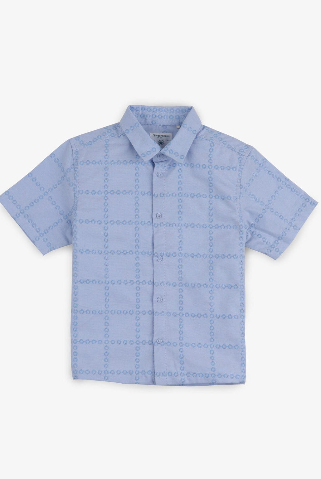 جينجرسنابس قميص نص كم أولادي سادة مربعات أزرق