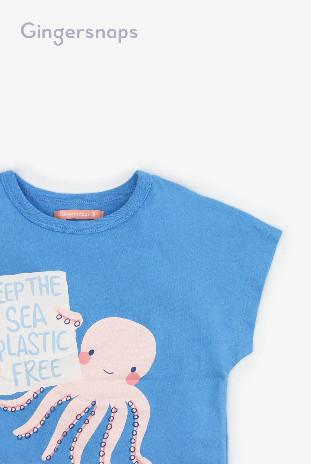 جينجرسنابس تيشيرت بنات بطبعة اخطابوت أزرق