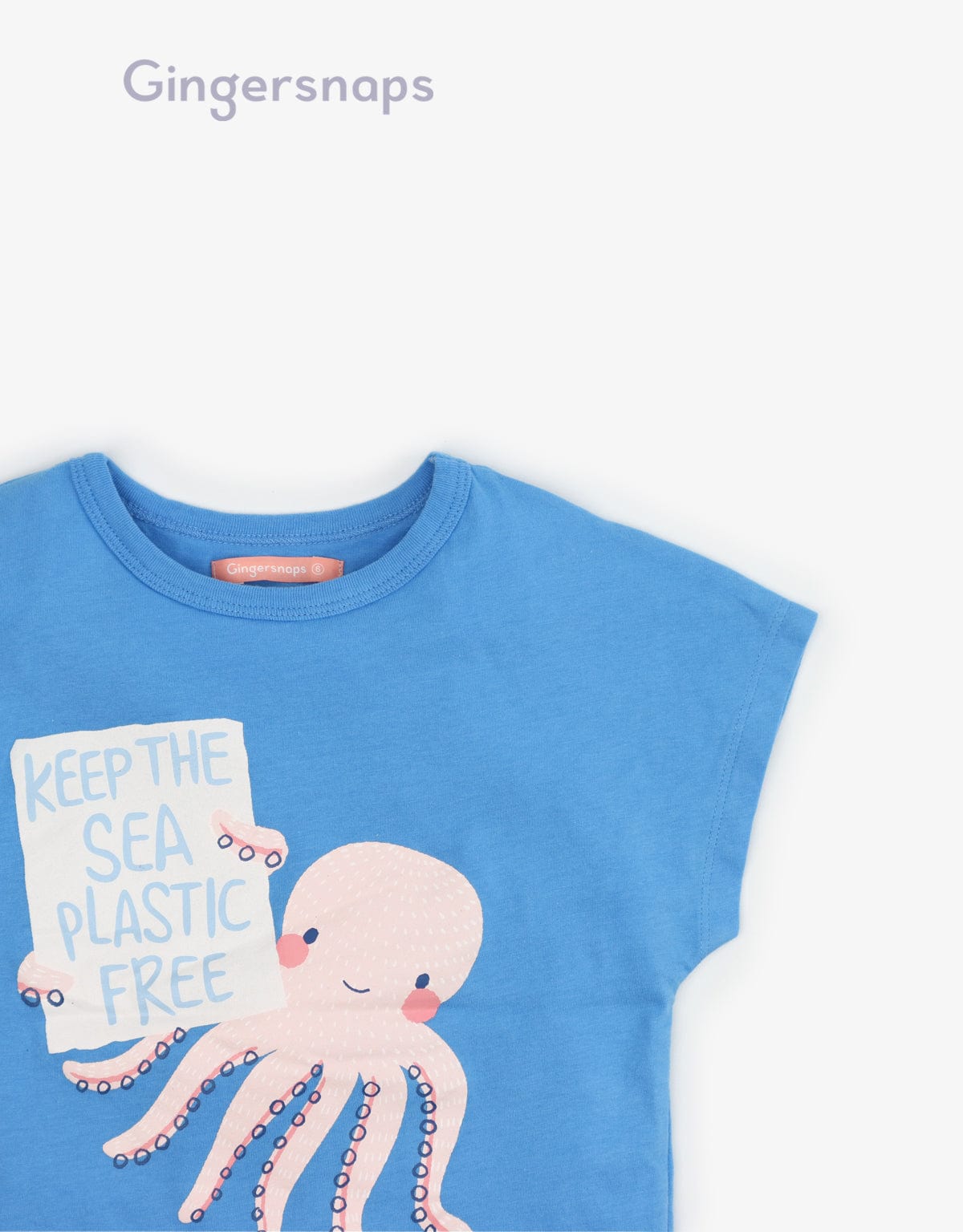 جينجرسنابس تيشيرت بنات بطبعة اخطابوت أزرق