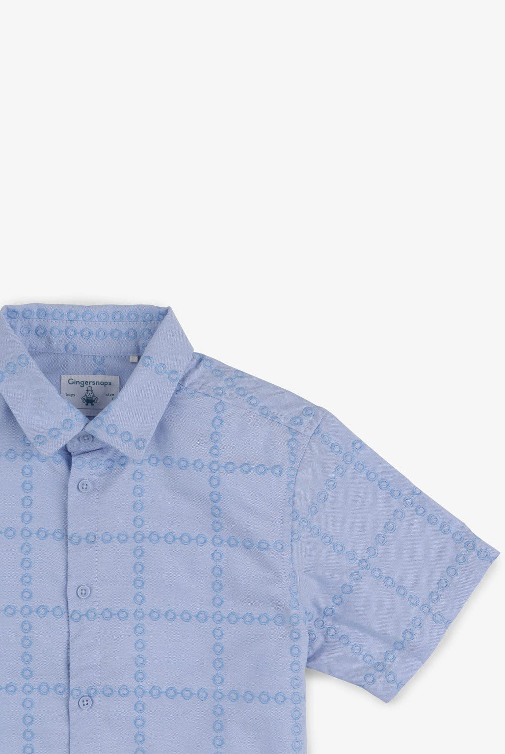 جينجرسنابس قميص نص كم أولادي سادة مربعات أزرق