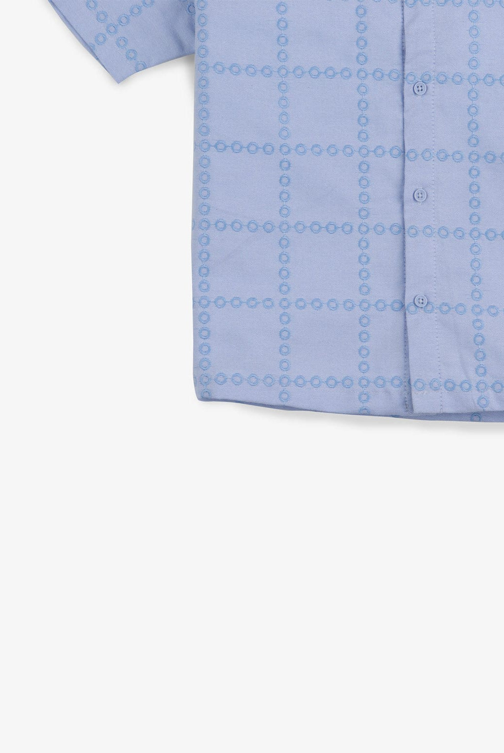 جينجرسنابس قميص نص كم أولادي سادة مربعات أزرق