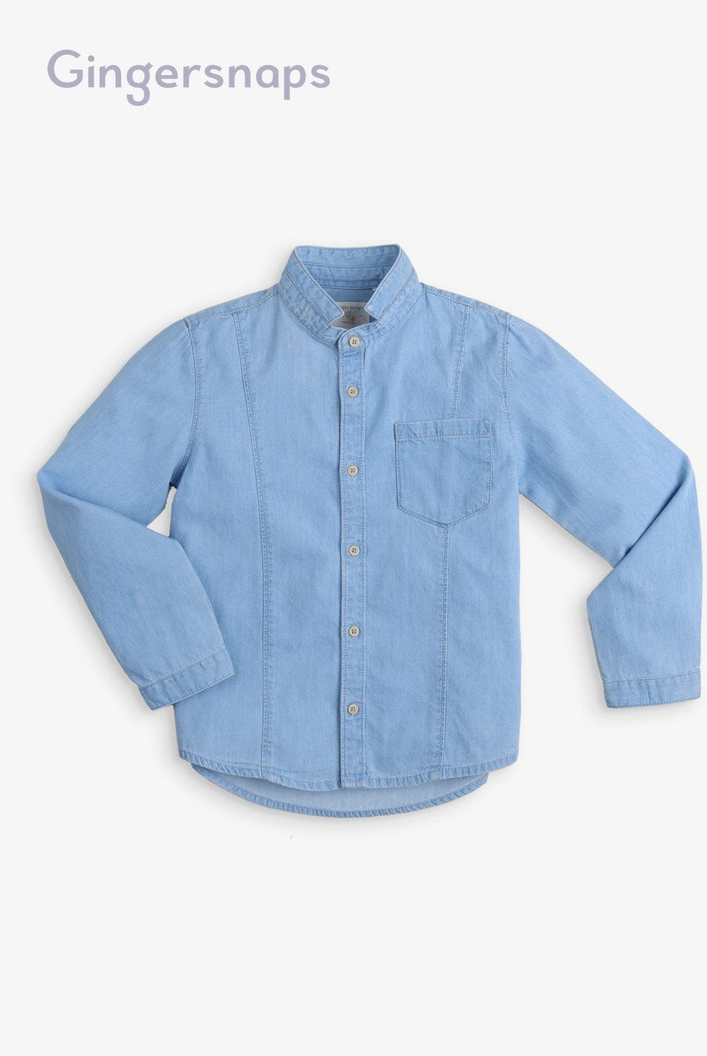 جينجرسنابس قميص جينز كم طول بأزرار أمامية أولادي أزرق