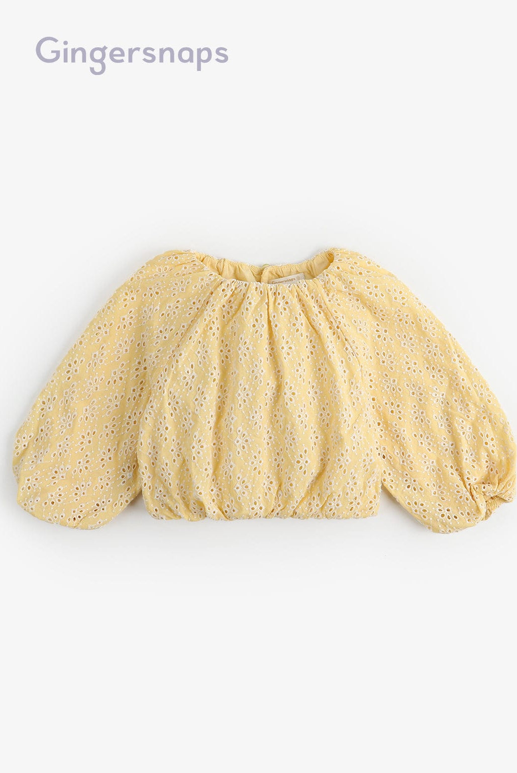 جينجرسنابس بلوزة بناتي مخرمة واسعة كم طويل أصفر