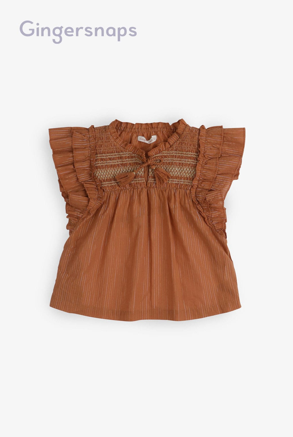 جينجرسنابس بلوزة مخططة على شكل فراشة بناتي بني