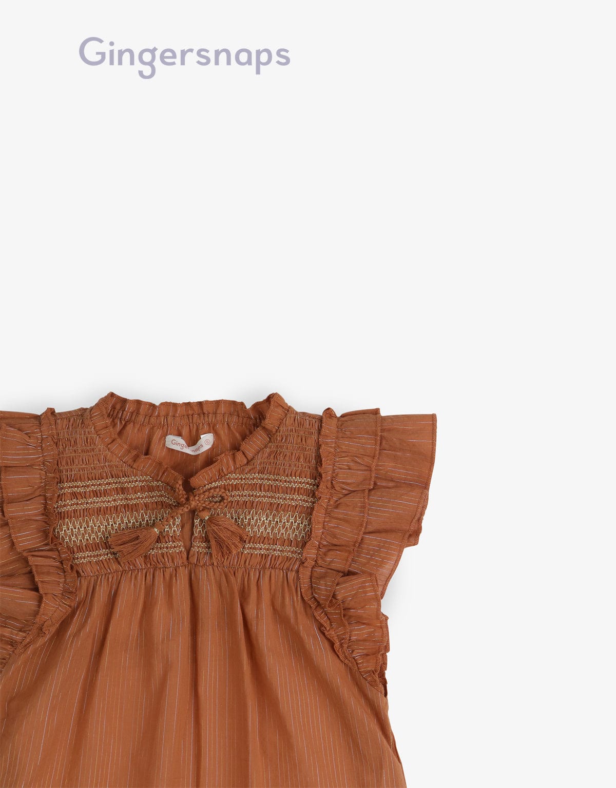 جينجرسنابس بلوزة مخططة على شكل فراشة بناتي بني