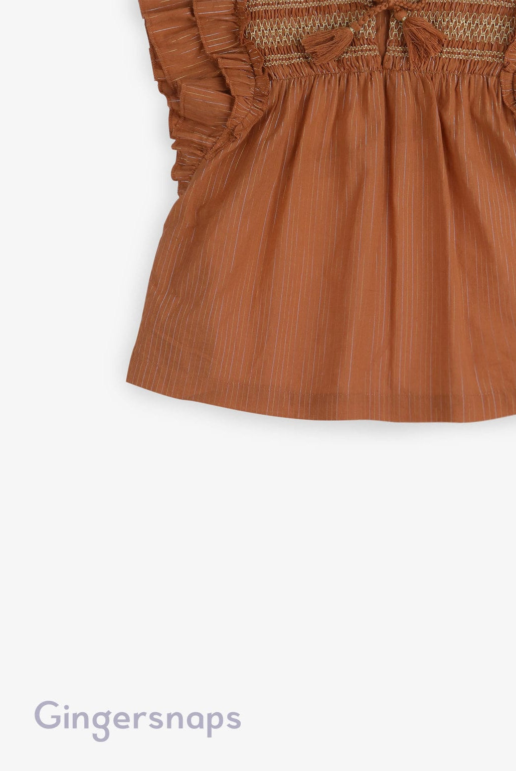 جينجرسنابس بلوزة مخططة على شكل فراشة بناتي بني