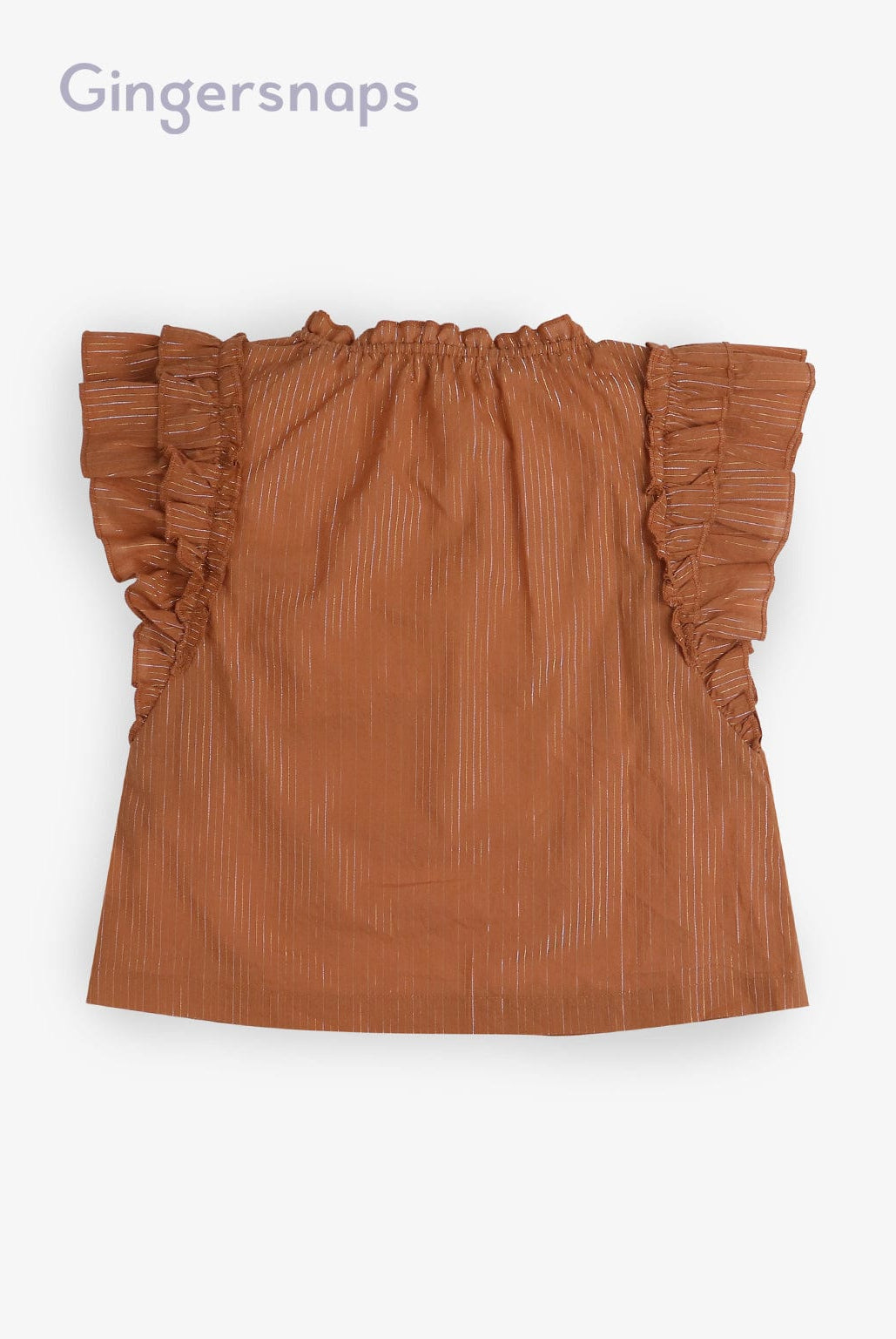 جينجرسنابس بلوزة مخططة على شكل فراشة بناتي بني