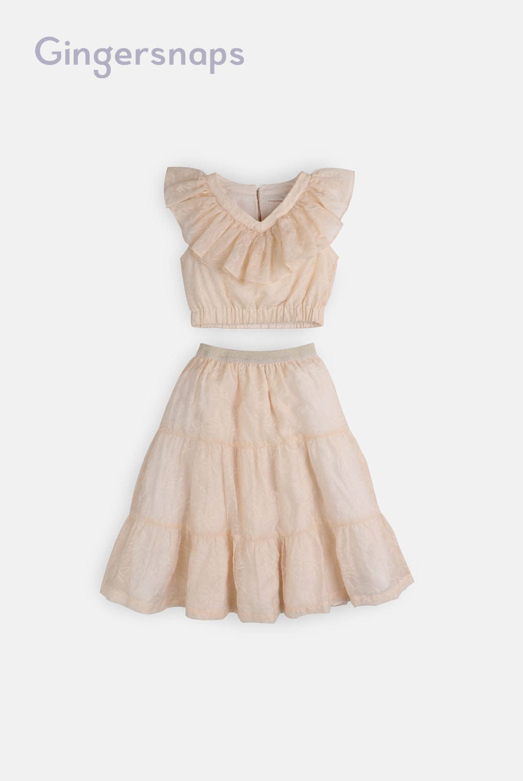 جينجرسنابس طقم بناتي بلوزة وتنورة منفوشة أحمر بنفسجي