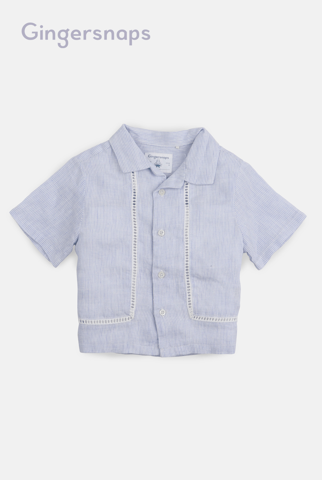 جينجرسنابس قميص اطفال رضع ولادي نص كم مقلم أزرق