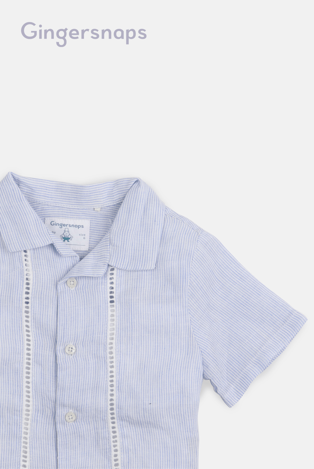 جينجرسنابس قميص اطفال رضع ولادي نص كم مقلم أزرق