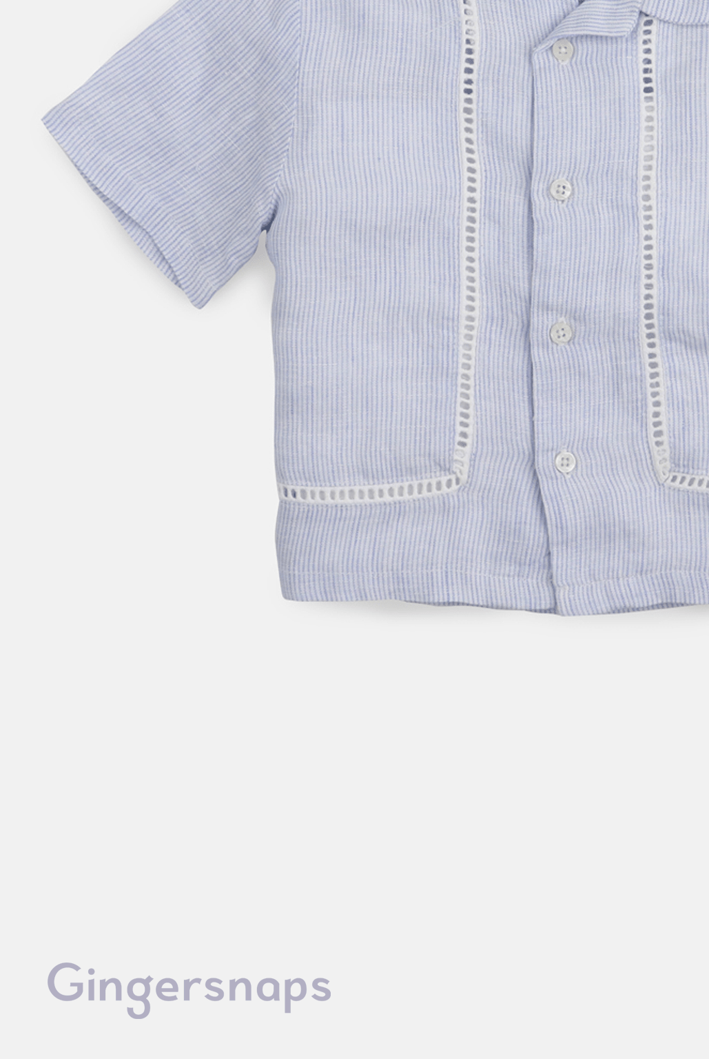 جينجرسنابس قميص اطفال رضع ولادي نص كم مقلم أزرق