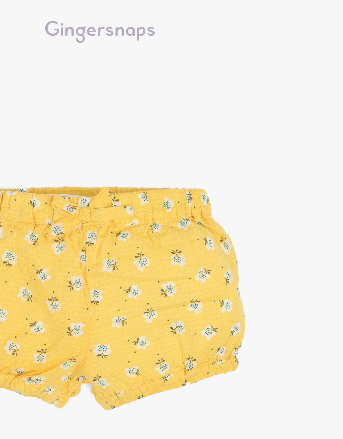 جينجرسنابس شورت رضع بناتي بنمط مشجر بأستك مطاطي أصفر