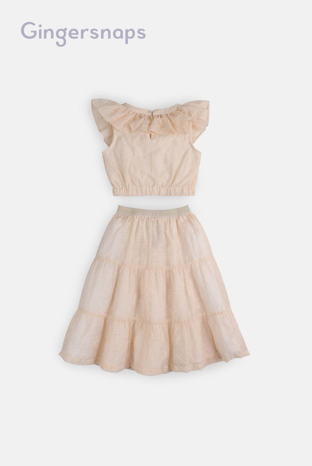 جينجرسنابس طقم بناتي بلوزة وتنورة منفوشة أحمر بنفسجي