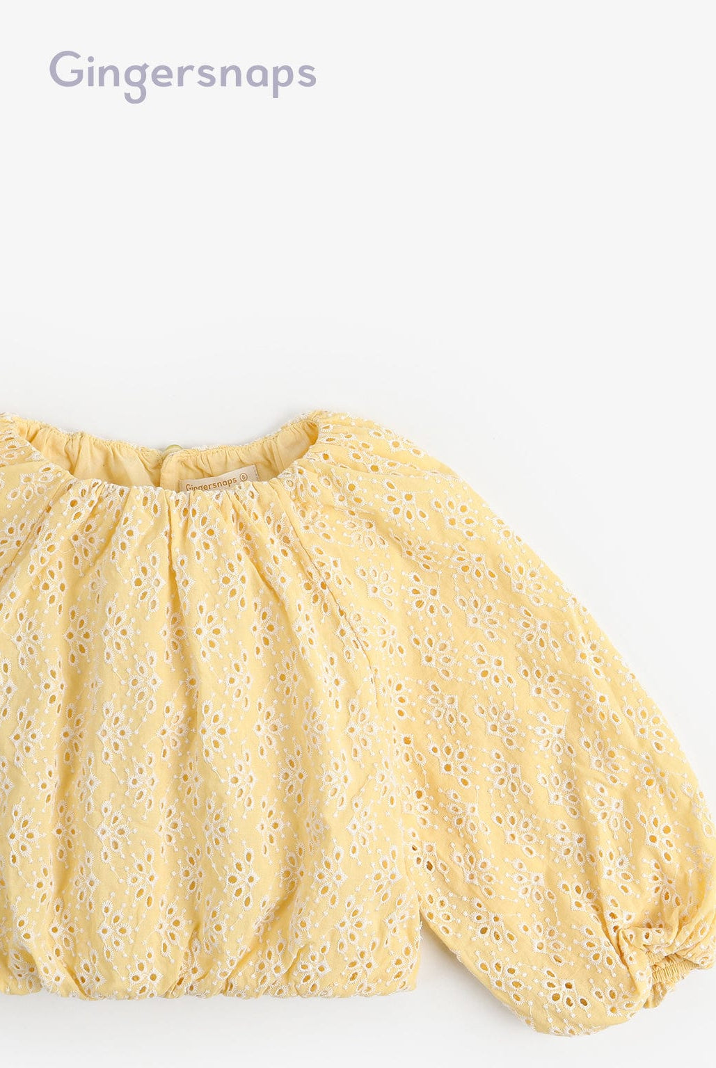 جينجرسنابس بلوزة بناتي مخرمة واسعة كم طويل أصفر