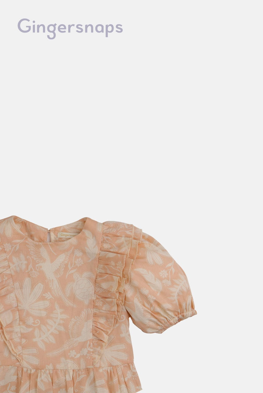 جينجرسنابس بلوزة بناتي مشجرة على شكل فراشة نص كم بف برتقالي