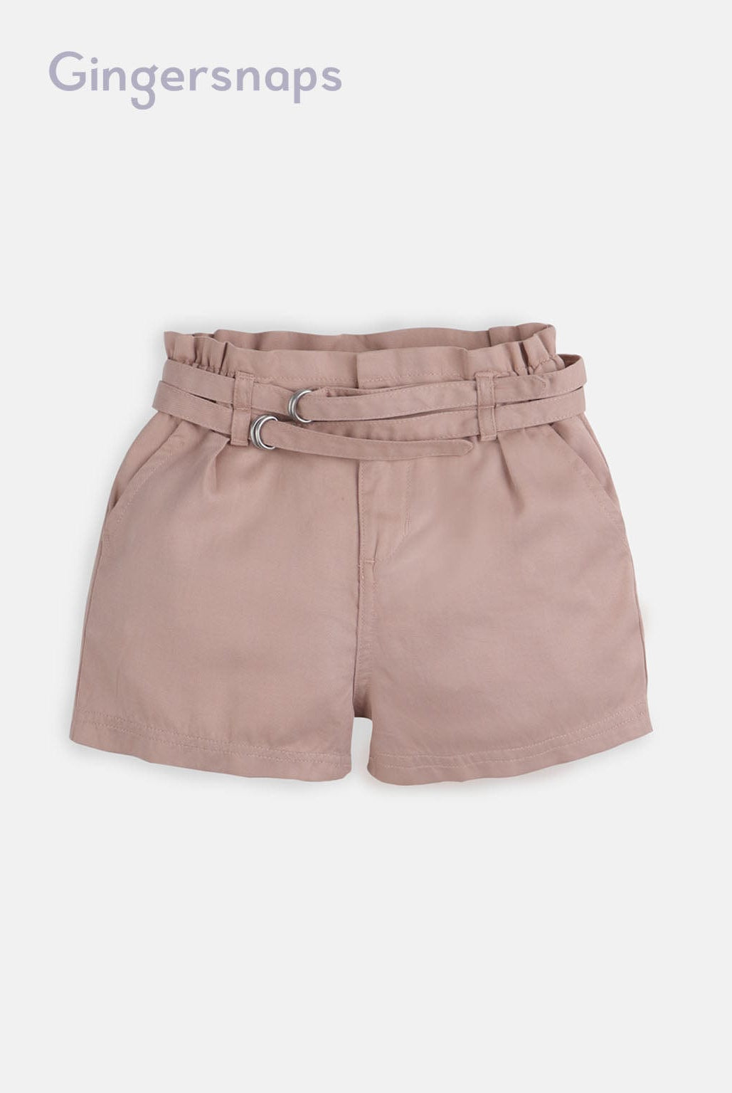 جينجرسنابس شورت سادة بحزام على الخصر بناتي وردي