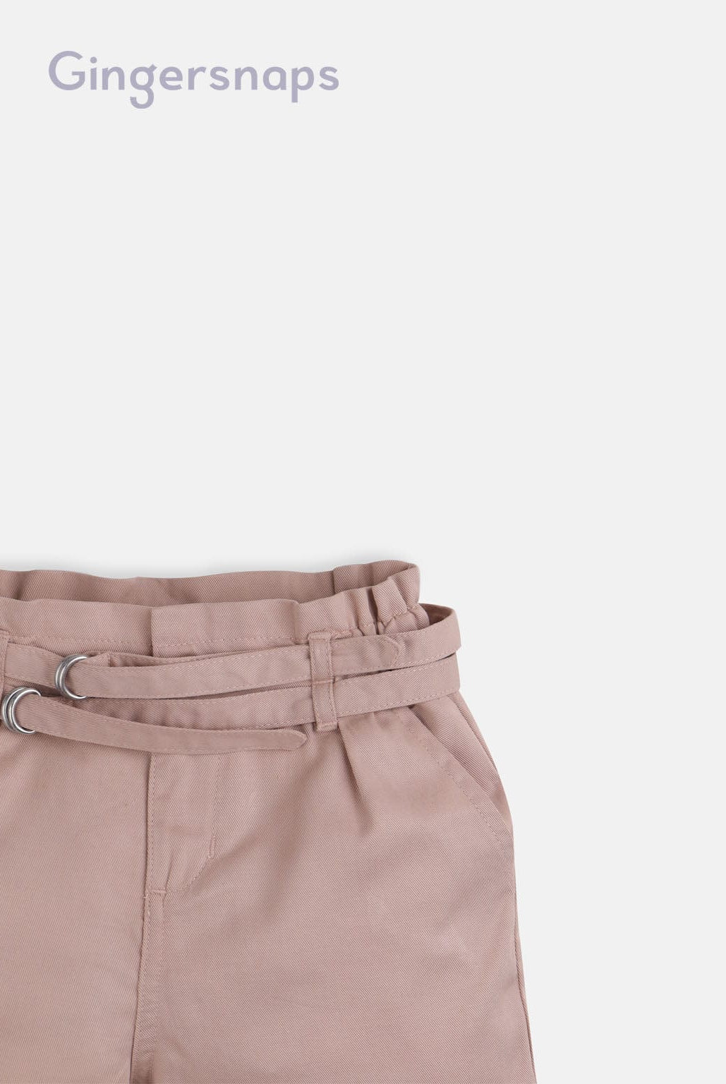 جينجرسنابس شورت سادة بحزام على الخصر بناتي وردي