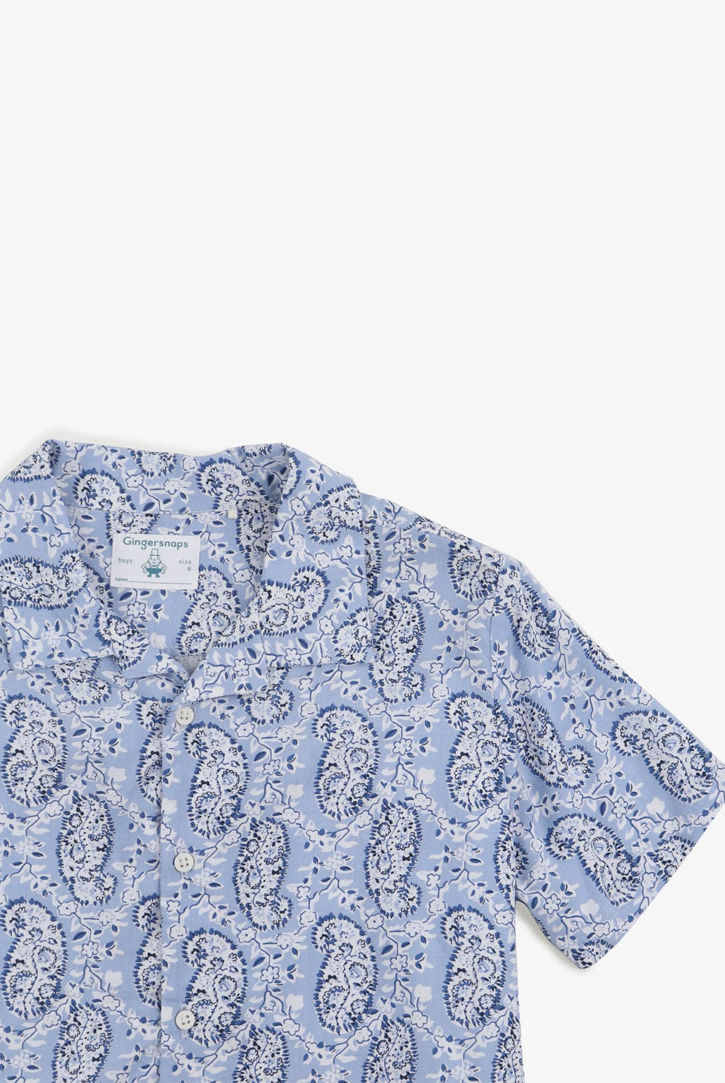 جينجرسنابس قميص اطفال ولادي مشجر نص كم بياقة عريضة أزرق