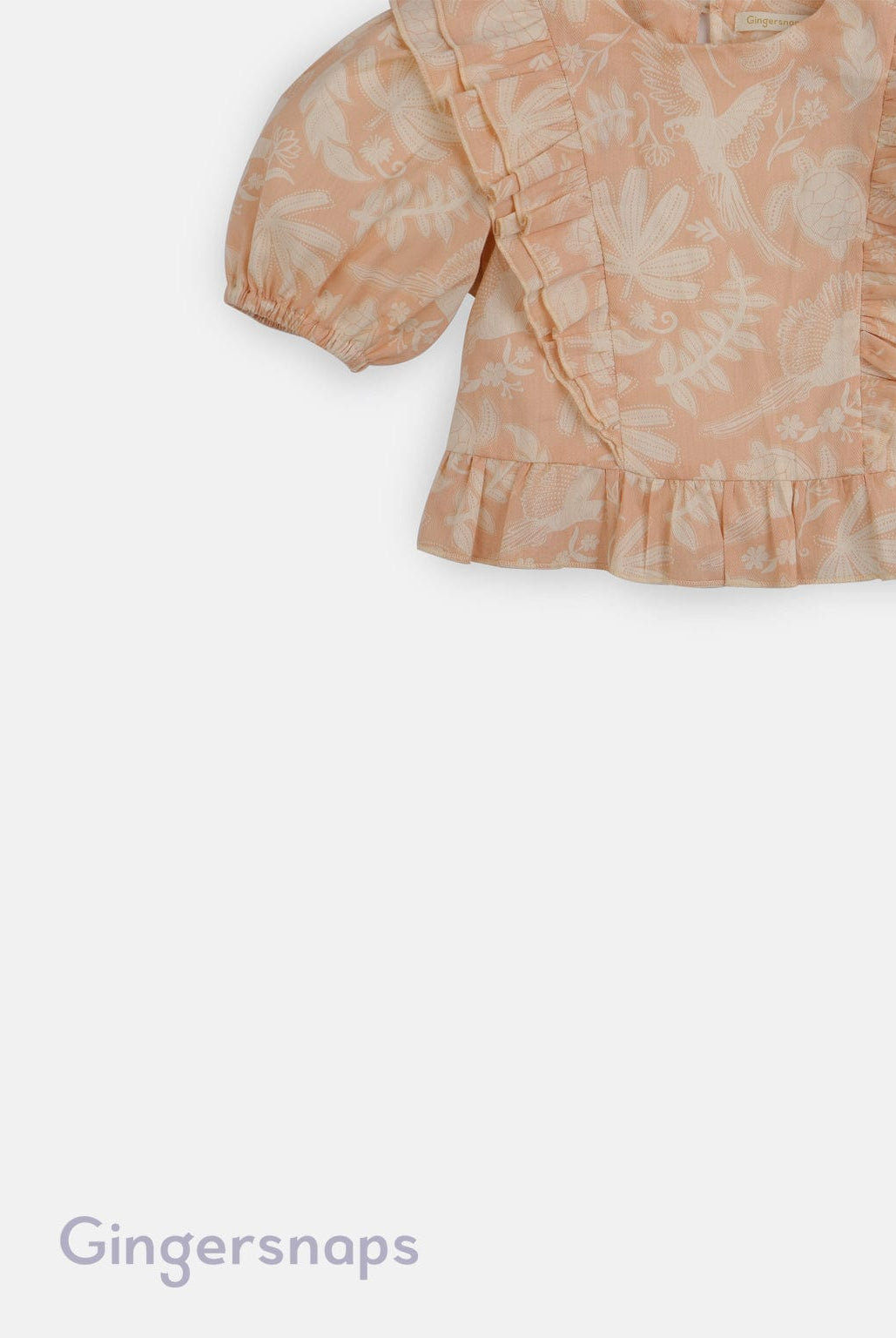 جينجرسنابس بلوزة بناتي مشجرة على شكل فراشة نص كم بف برتقالي