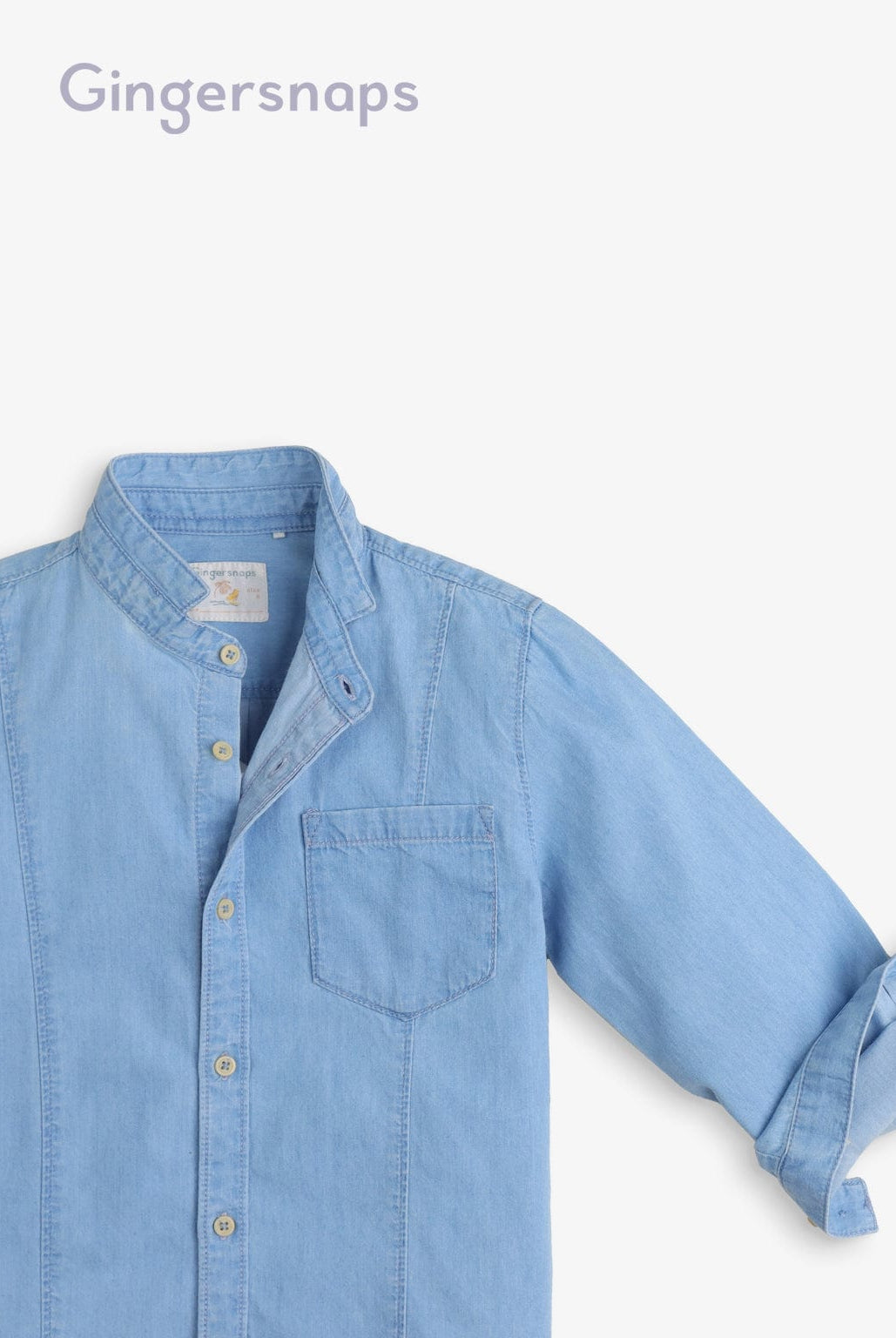 جينجرسنابس قميص جينز كم طول بأزرار أمامية أولادي أزرق