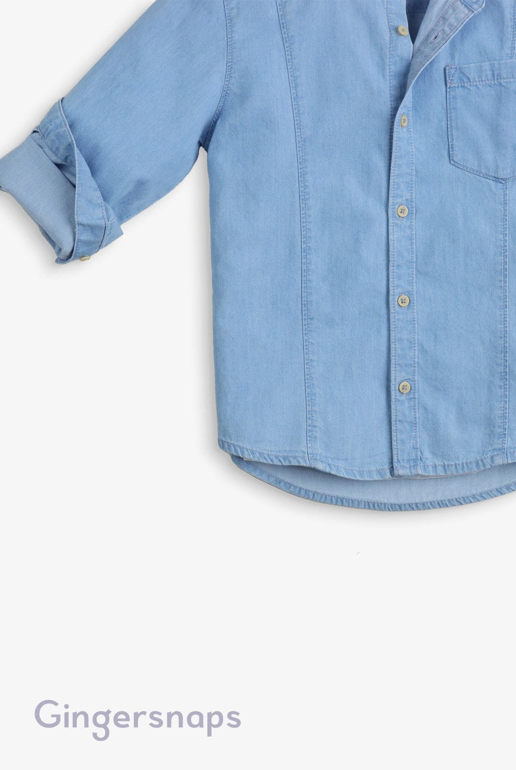 جينجرسنابس قميص جينز كم طول بأزرار أمامية أولادي أزرق