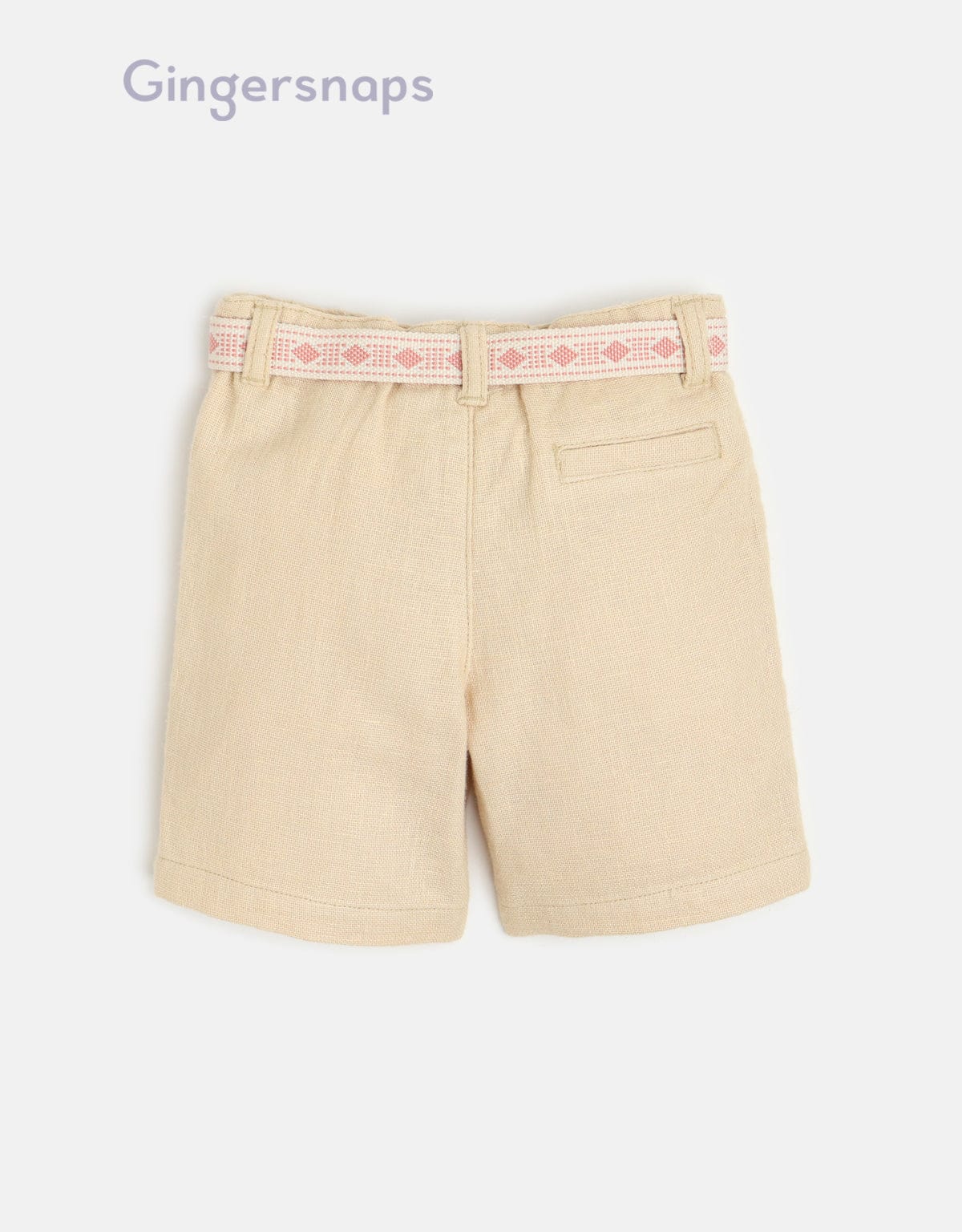 جينجرسنابس شورت رضع ولادي بحزام سادة البيج
