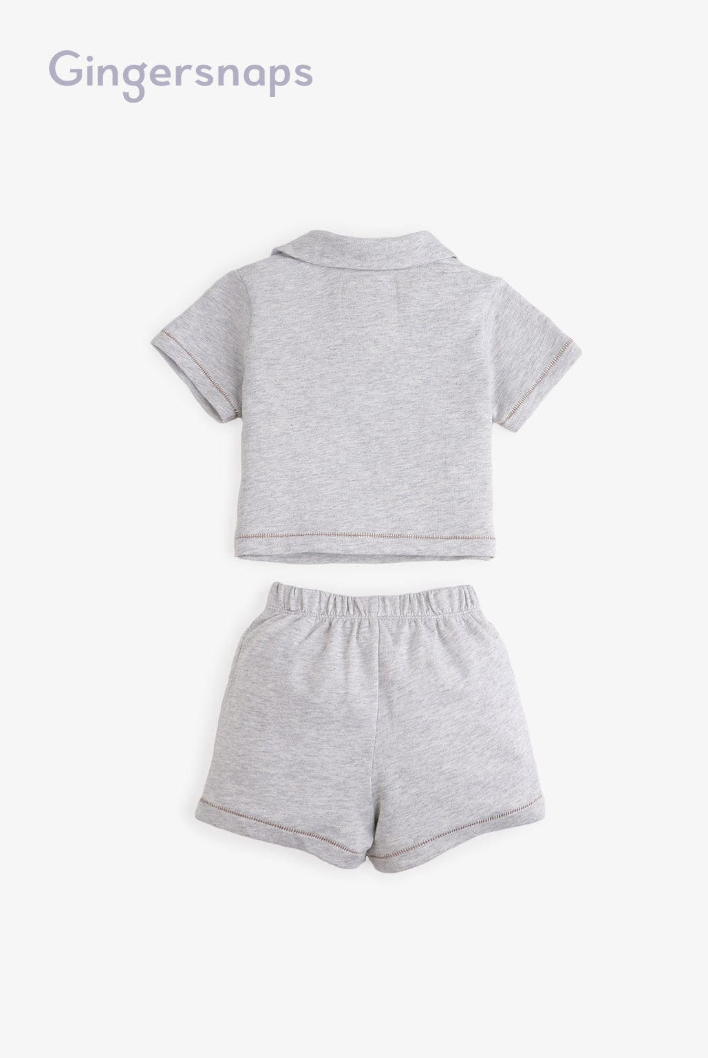 جينجرسنابس طقم ملابس نوم للأولاد الرضع سادة صيفي رمادي