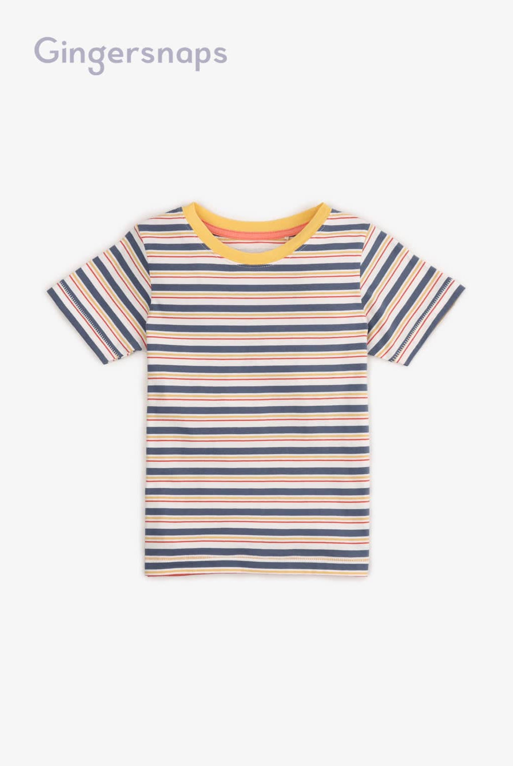 جينجرسنابس تي شيرت ولادي بالعرض نص كم متعدد الألوان