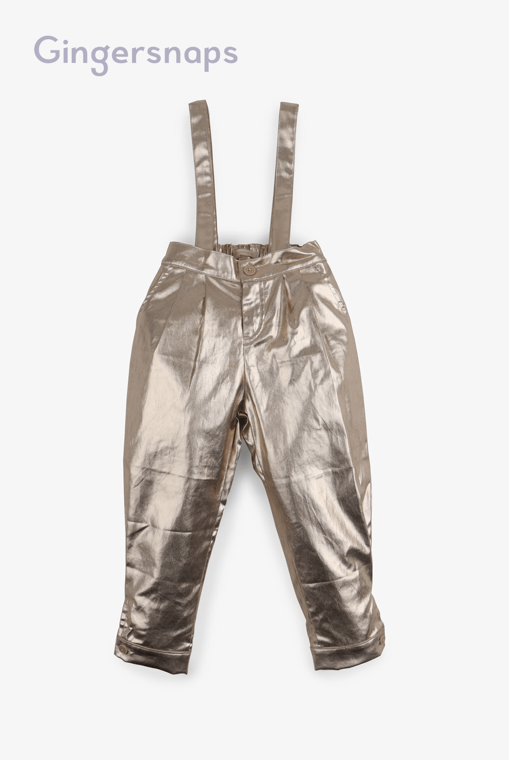 جينجرسنابس بنطلون بناتي طويل لامع مع أربطة على الكتف معدني