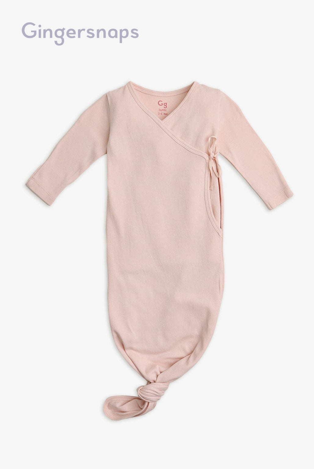 جينجرسنابس سالوبيت أطفال مواليد سادة كم طويل وقبعة وردي