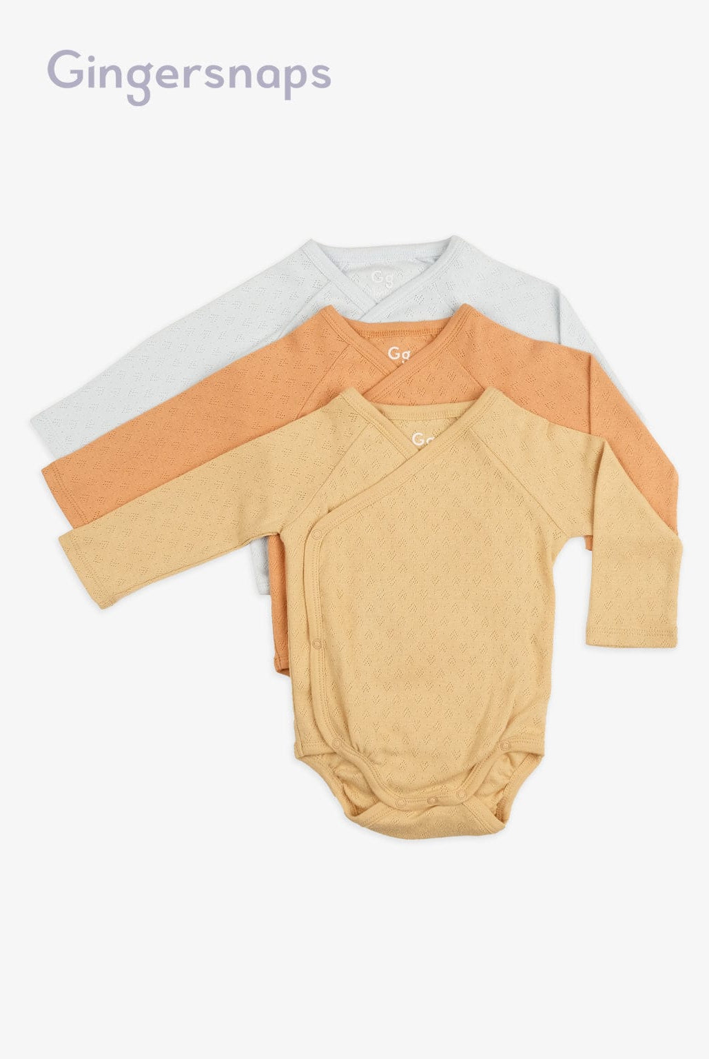 جينجرسنابس طقم سالوبيت كم طويل مواليد 3 قطع أولادي للرضع متعدد الألوان