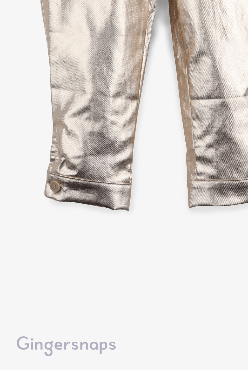 جينجرسنابس بنطلون بناتي طويل لامع مع أربطة على الكتف معدني