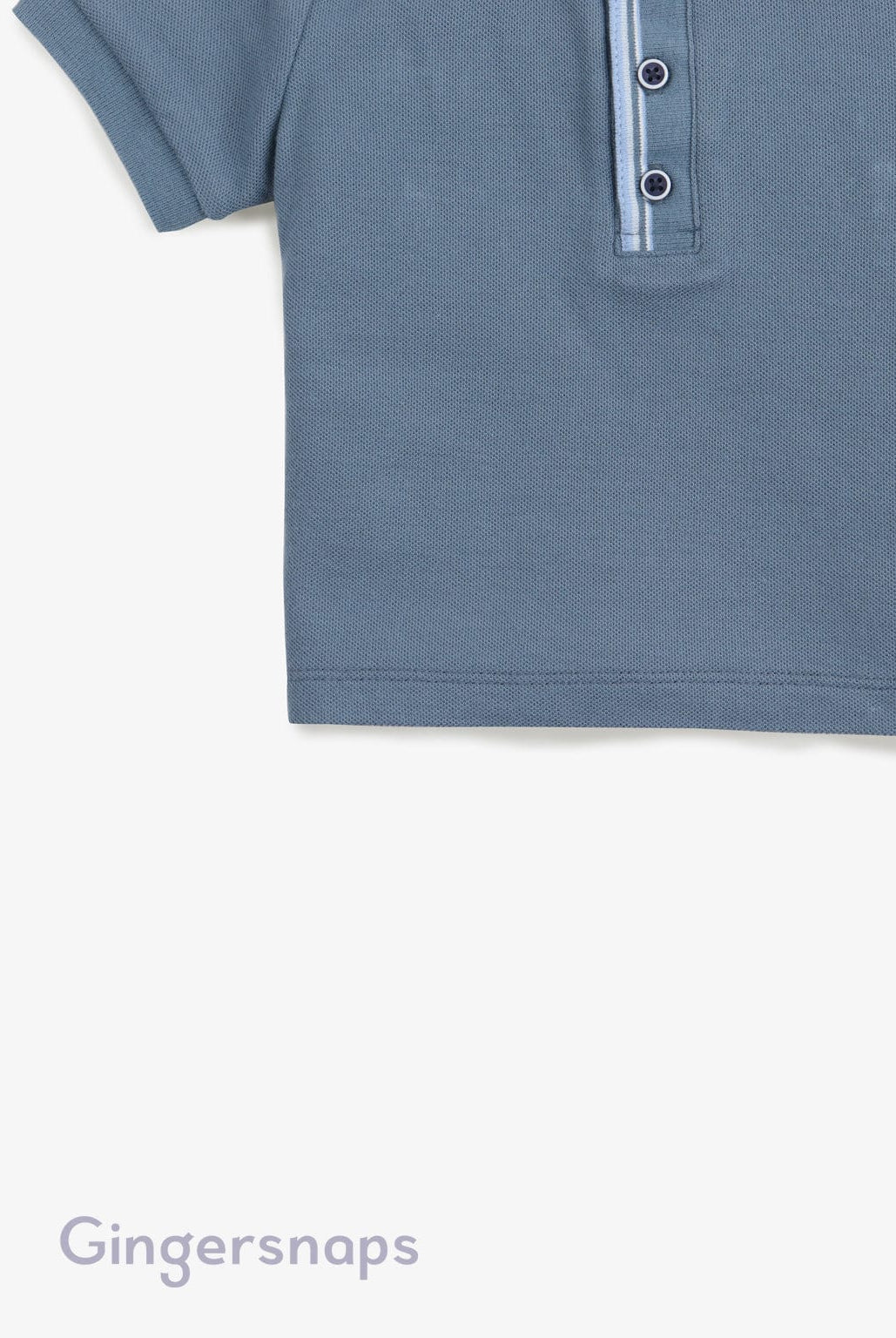 جينجرسنابس تي شيرت بولو للأولاد الرضع سادة بأزرار أمامية أزرق