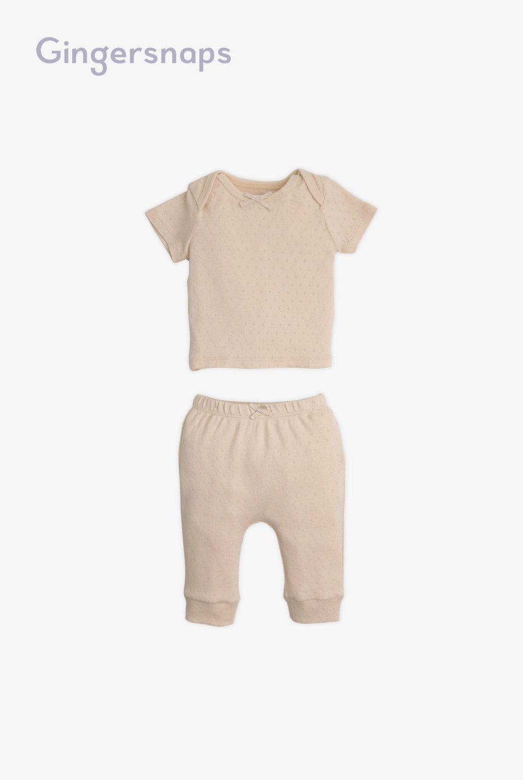 جينجرسنابس طقم بلوزة نص كم وبنطلون أطفال بيج