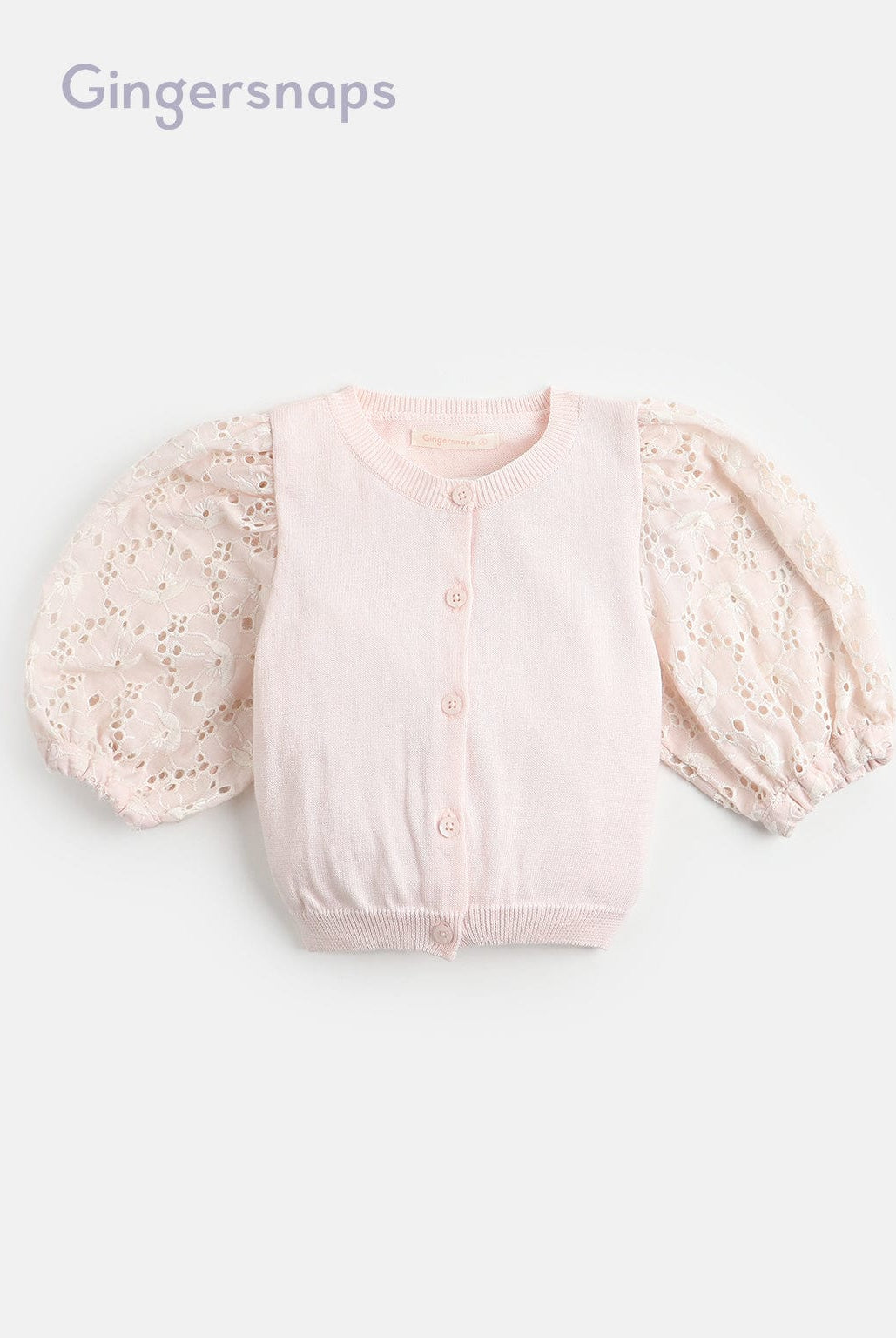 جينجرسنابس كارديجان بناتي بأزرار امامية كم دانتيل بف وردي