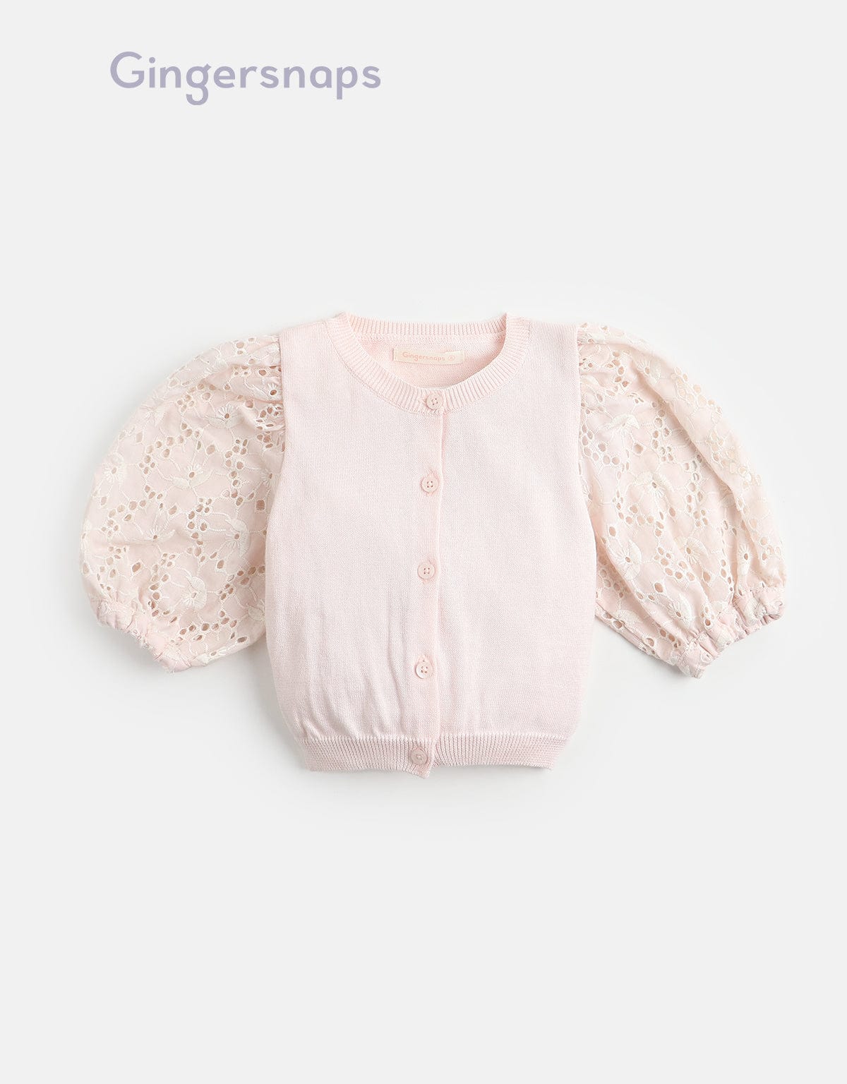جينجرسنابس كارديجان بناتي بأزرار امامية كم دانتيل بف وردي