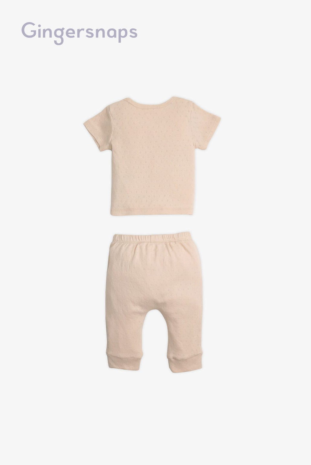 جينجرسنابس طقم بلوزة نص كم وبنطلون أطفال بيج