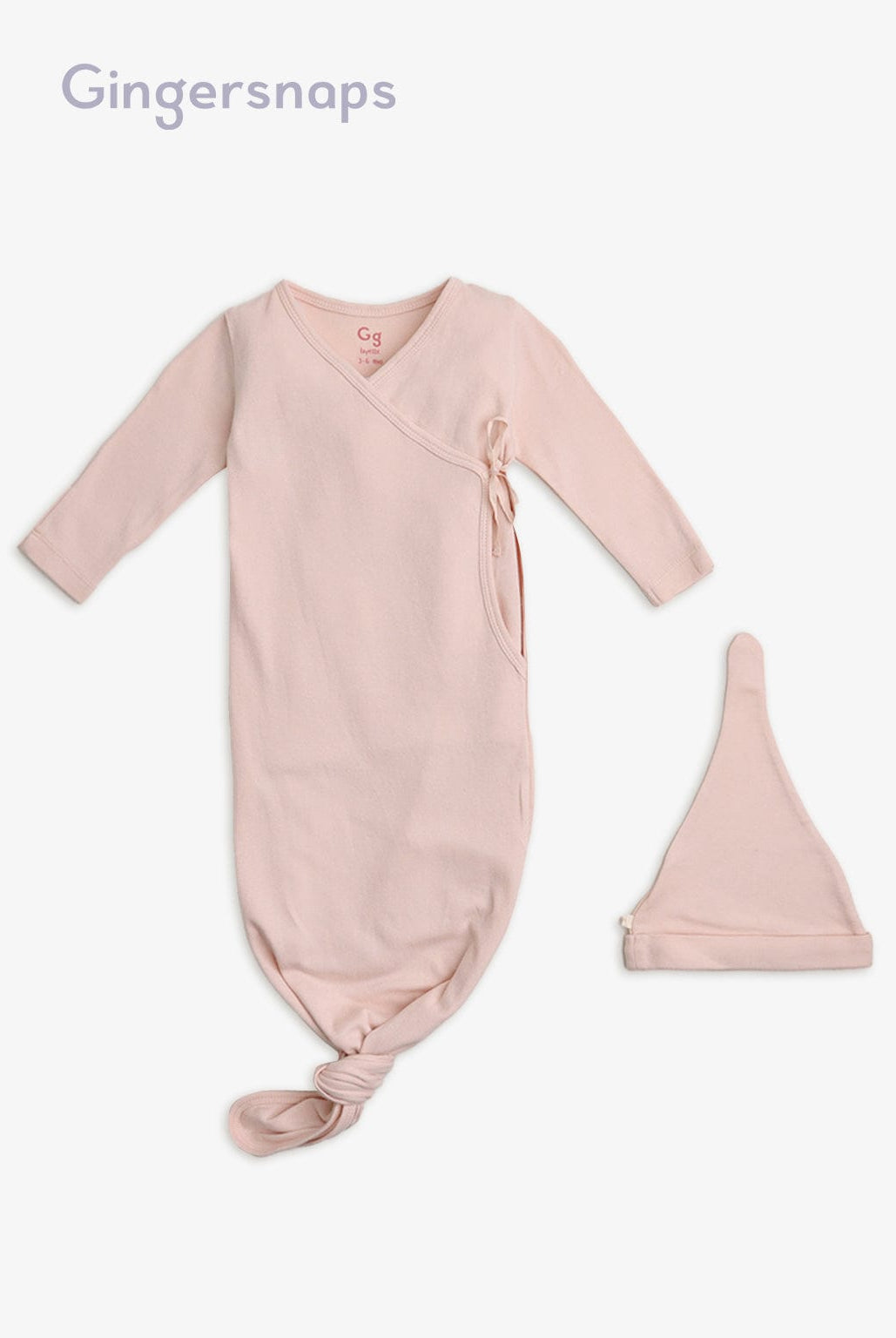 جينجرسنابس سالوبيت أطفال مواليد سادة كم طويل وقبعة وردي