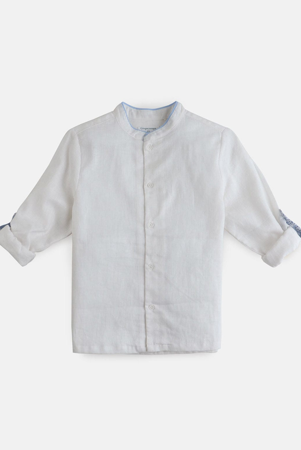 جينجرسنابس قميص ولادي سادة بنص ياقة أبيض