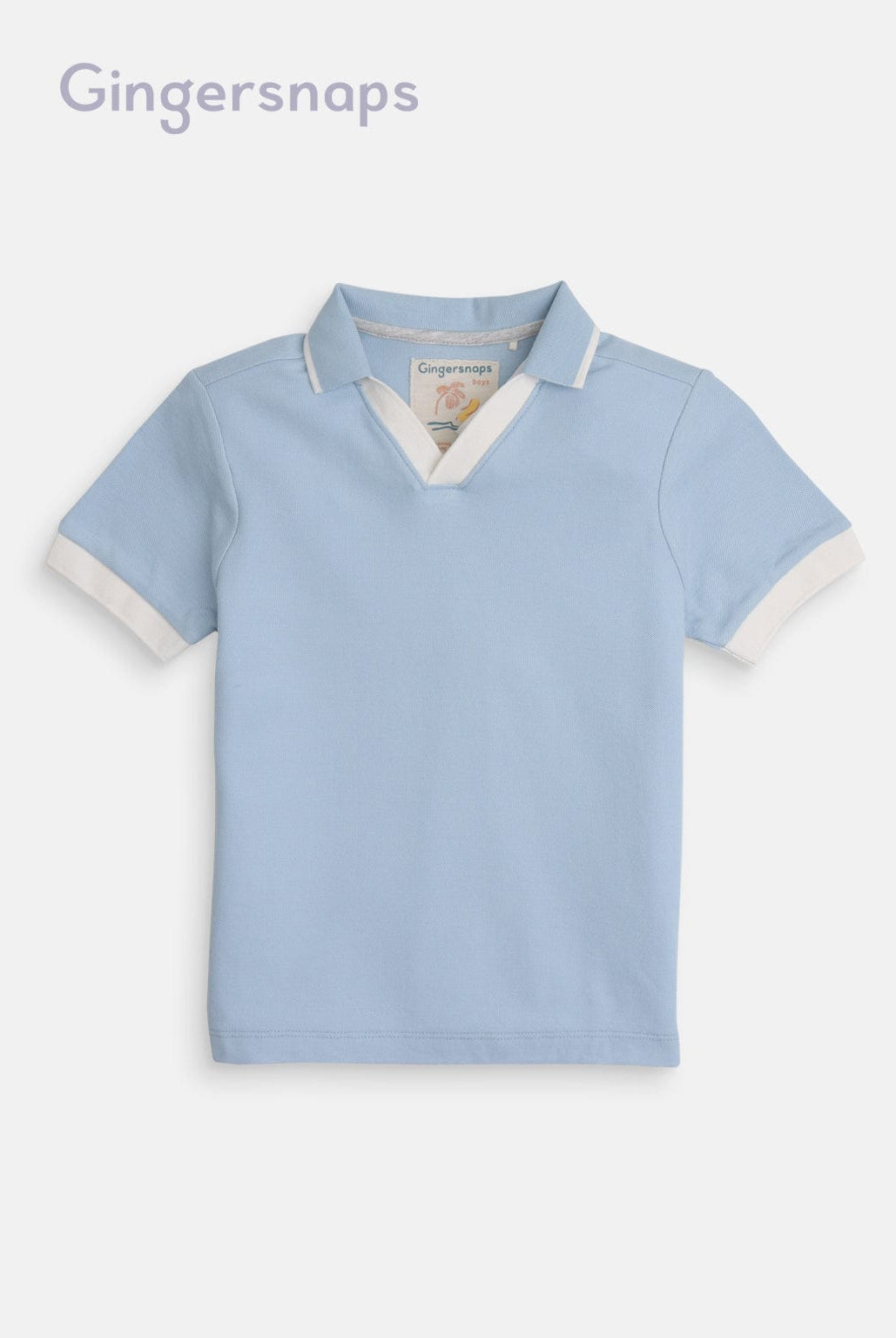 جينجرسنابس تيشيرت سادة سبعة كم قصير أولادي أزرق