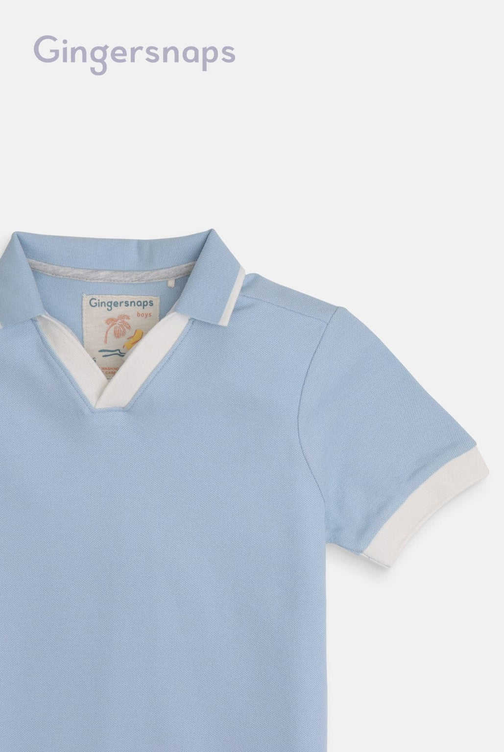 جينجرسنابس تيشيرت سادة سبعة كم قصير أولادي أزرق