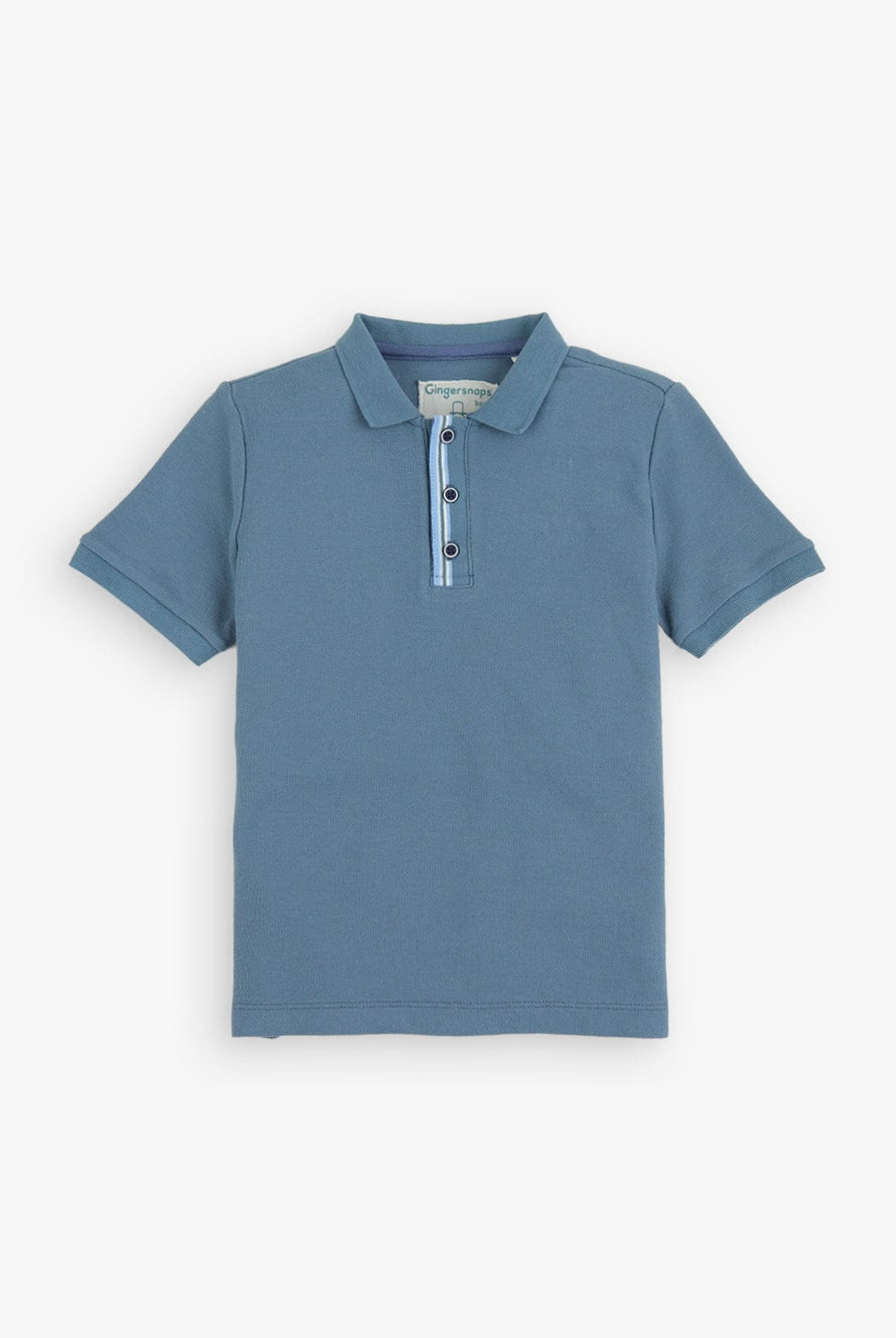 جينجرسنابس تيشيرت أولادي سادة بولو بأزرار أمامية أزرق