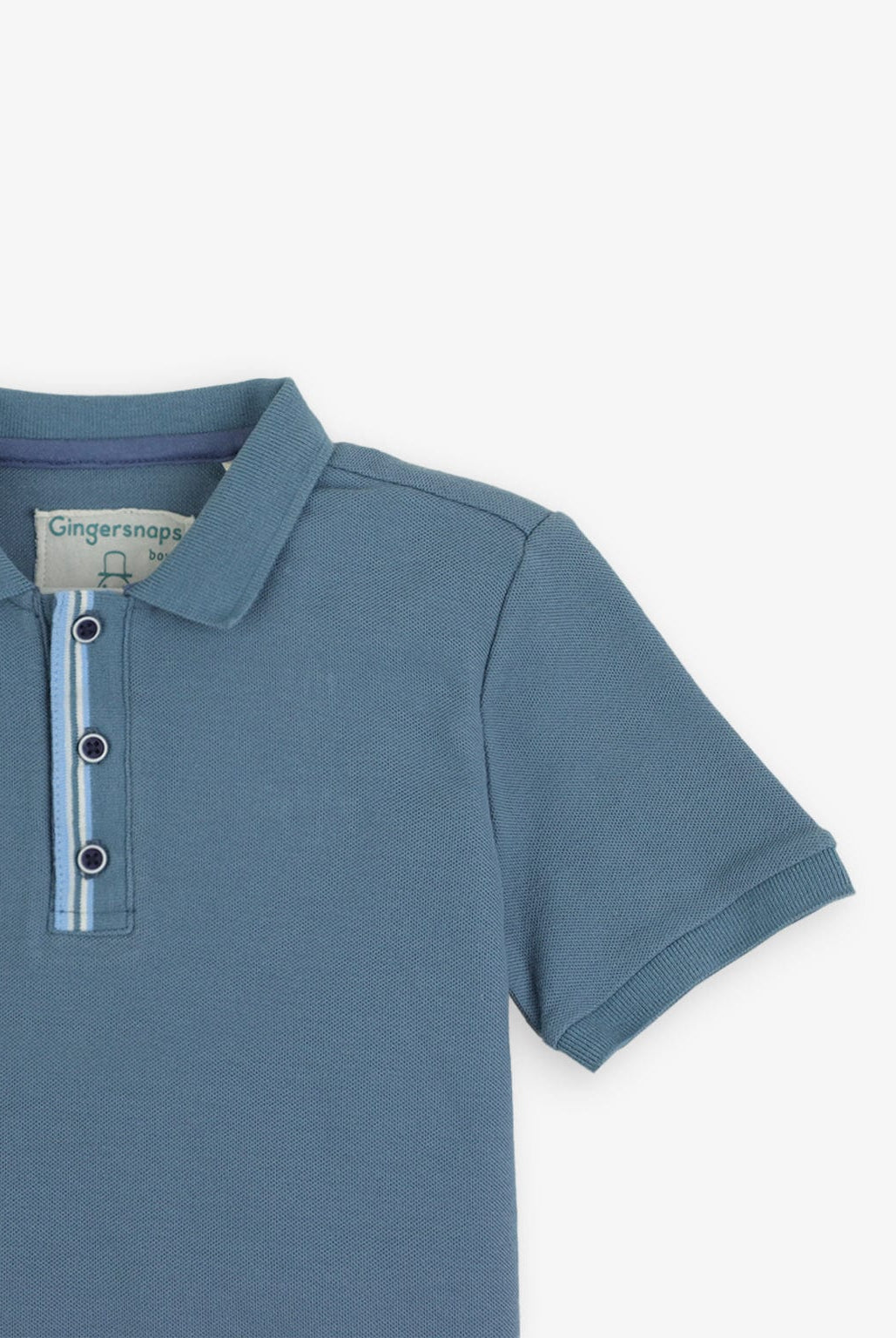 جينجرسنابس تيشيرت أولادي سادة بولو بأزرار أمامية أزرق