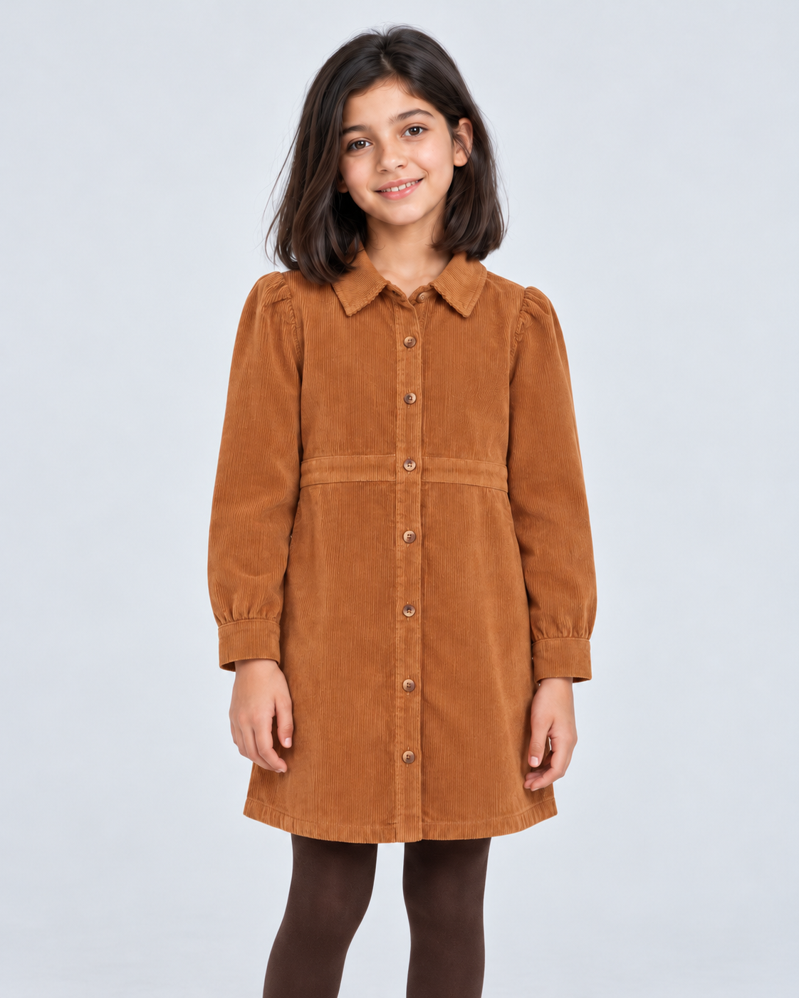 Garment detail — GDR2171 brown girls corduroy shirt dress