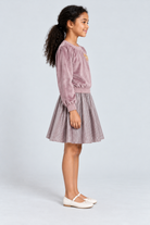 فستان بناتي سادة مكشكش من الاسفل, mauve, right model view